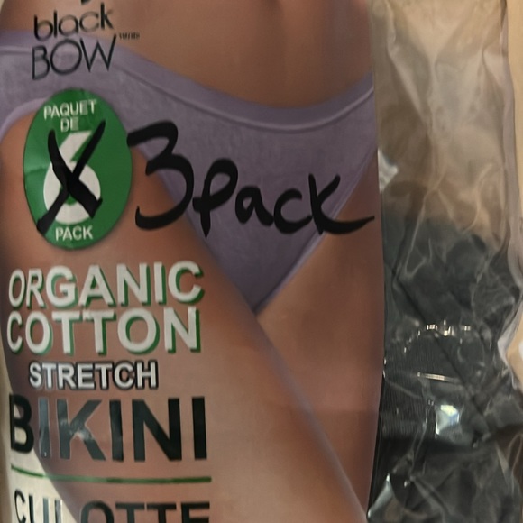 NWT Black Bow Women's Cotton Bikini, 3pack - Picture 3 of 3